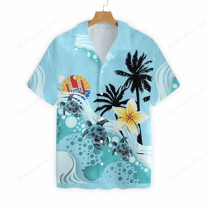 Tahiti Blue Turtle Hibiscus Hawaiian Shirt