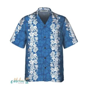 Blue Hibiscus Pattern Hawaiian Shirt