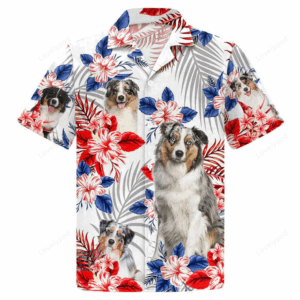 Australian Shepherd American Flag Hawaiian Shirt For Dog Lovers