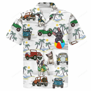 French Bulldog And Jeep Hawaiian Shirt Beach Shirt Gift For French Bulldog Mom French Bulldog Dad