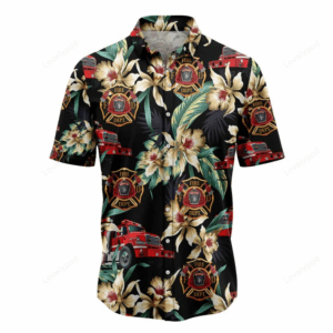 Firefighter Floral Vintage Hawaiian Shirt