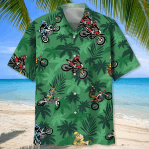 Motocross Green Tropical Hawaiian Shirt