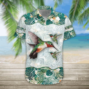 3D Hummingbird Hawaii Shirt, Hawaiian Shirts for Men Short Sleeve Aloha Beach Shirt