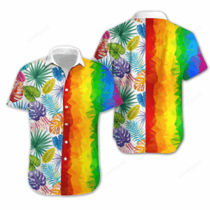LGBT Aloha Hawaiian Shirts For Summer, Transgender Awesome LGBT Low Poly Colorful Rainbow Hawaiian Shirts