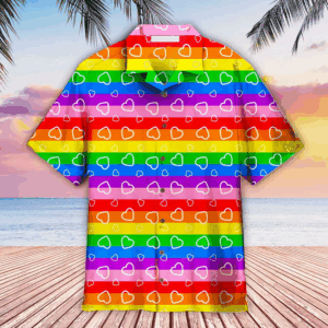 Heart Rainbow Colorful LGBT Pride Aloha Hawaiian Shirts For Men Women