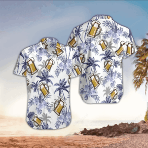 Beer and Coconut tree pattern Hawaiian shirt for men