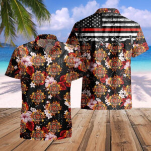 Firefighter Hawaii T-shirt Fire Dept Logo Hawaiian Aloha Shirts