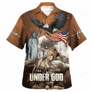 One Nation Under God Jesus Lion Hawaiian Shirt