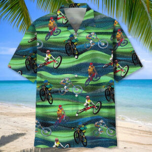 Mountain Bike Seamless Pattern Hawaiian Shirt