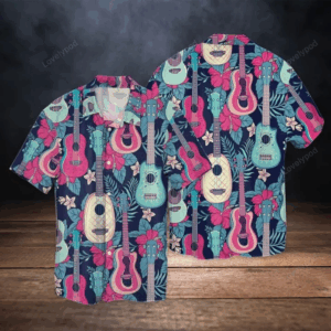 3d Full Printed Colorful Guitar Hawaiian Shirt For Men And Women