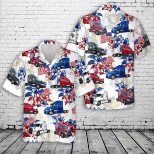 Freightliner Cascadia 4th Of July Hawaiian Shirt