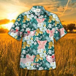 Pig Tropical Pineapple Fruit Hawaiian Shirt For Summer