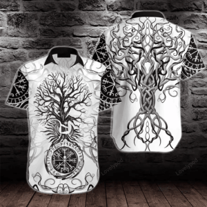 Vikings Tree Of Life Tattoo Hawaiian Shirt- Short Sleeve Hawaiian Shirt