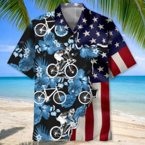 Cycling Tropical Usa Flag Hawaiian Shirts For Men And Woman