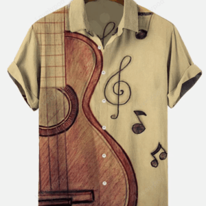 Music Elements Fashion Print Beach Short-sleeved Hawaiian Shirt