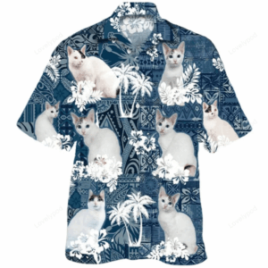 Japanese Bobtail Hawaiian Shirt, 3d Full Printed White Cat Hawaiian Shirt