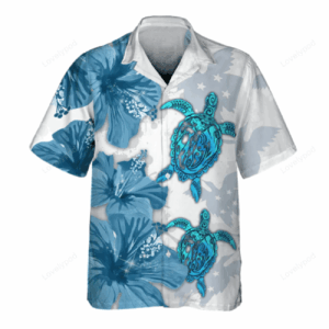 Blue Bird Turtle 3d Hawaiian Shirt Men’s
