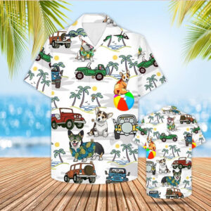 Corgi And Jeep Hawaiian Shirt Beach Shirt Gift For Corgi Mom Corgi Dad