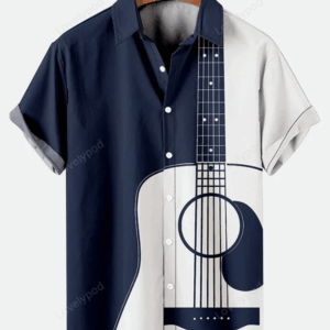 Music Elements Fashion Print Beach Short-sleeved Hawaiian Shirt