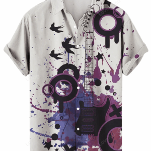 Men’s Woven Printed Cardigan Casual Lapel Short-sleeved Hawaiian Shirt