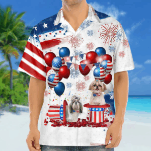 Shih Tzu Independence Day Hawaiian Shirt for men and women