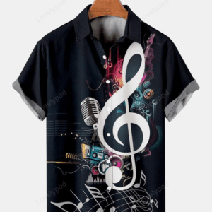 Cool Music Symbol Men’s Large  Hawaiian Shirt for men