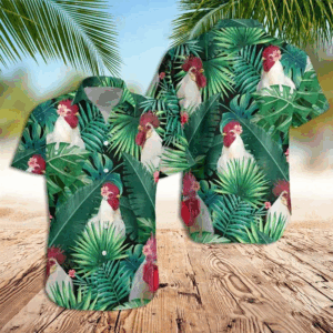 Rooster Hawaiian Shirt, Tropical White Rooster Hawaiian Shirt for men and women custom style