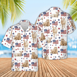 Sheep American Flag Pattern Hawaiian Shirt