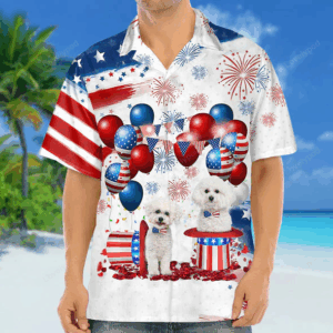 Bichon frise Independence Day Hawaiian Shirt for men and women