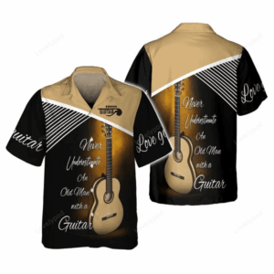 Old Man With Guitar 3d Hawaiian Shirt