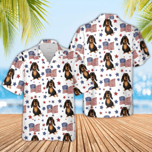 Dachshund American Flag Pattern Hawaiian Shirt