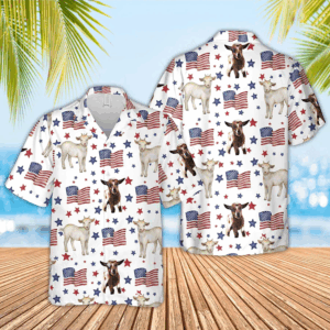 Goat American Flag Pattern Hawaiian Shirt