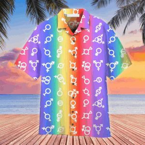 Pride Flag LGBT Gender Aloha Hawaiian Shirts For Men Women