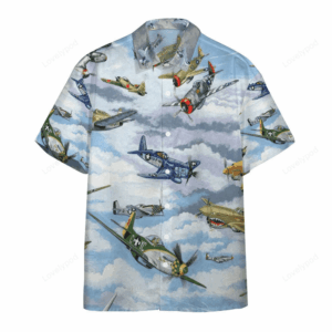 3D Planes Warbirds WW2 Fighters Planes Custom Hawaii Shirt