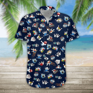 3D Bowling Hawaii Shirt, Hawaiian Shirts for Men Short Sleeve Aloha Beach Shirt