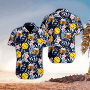 Beer and softball Aloha Hawaii Shirt, Perfect Hawaiian Shirt For Beer Lover