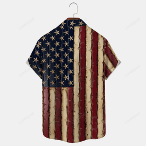 Men’S Vintage Textured American Flag Plus Size hawaiian Shirt for men and women