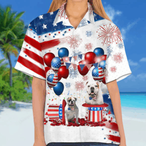 American Bulldog Independence Day Hawaiian Shirt for men and women