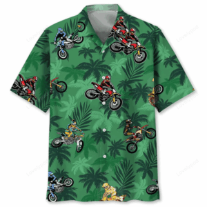 Motocross Green Tropical Hawaiian Shirt