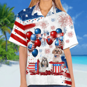 Shih Tzu Independence Day Hawaiian Shirt for men and women