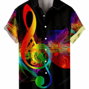 Colorful Musical Note Print Casual Shirt