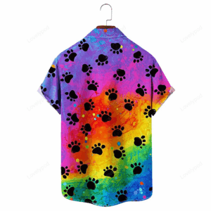 Rainbow Of Paw Print Hawaiian Shirt