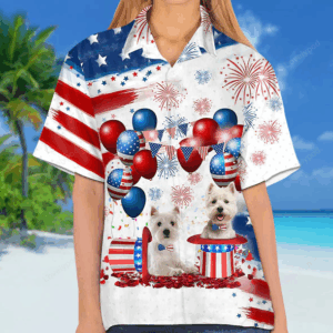 West Highland White Terrier Independence Day Hawaiian Shirt for men and women