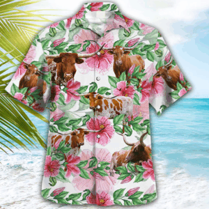Texas Longhorn cow Hawaiian Shirt, Farmer Hawaiian Shirts,