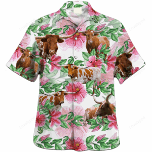 Texas Longhorn cow Hawaiian Shirt, Farmer Hawaiian Shirts,