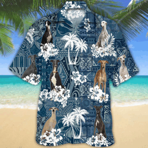 Flower Greyhound  Short Sleeve Hawaiian Aloha Shirt for Men, Women