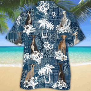 Flower Greyhound  Short Sleeve Hawaiian Aloha Shirt for Men, Women