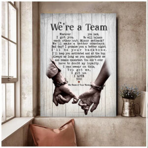 Personalized We’re A Team Funny for Couple Lover Husband Wife Custom Name Canvas Wall Art