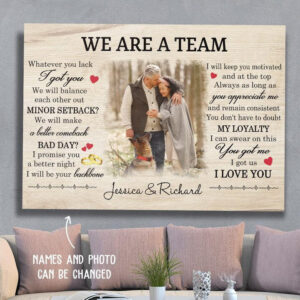 We are a Team Custom Husband and Wife Photo Canvas Wall Art, Nothing gonna change my love for you