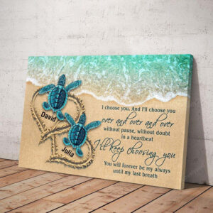 Sea Turtle Couple Wall Art, I’ll choosing you Wall Art Canvas, Wedding Anniversary Canvas